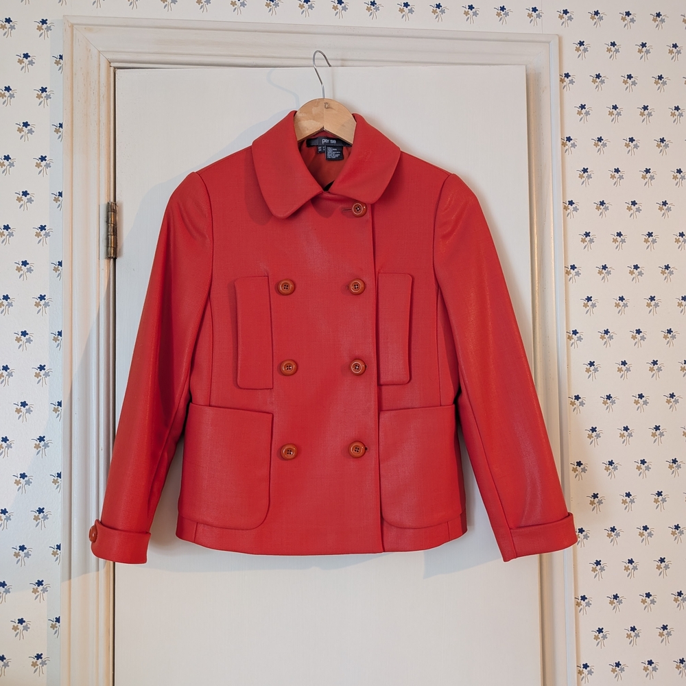 Women's Orange Double-Breasted Jacket Dopamine Dressing